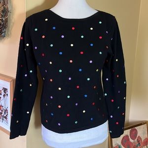 Vtg ‘80’s JONES NEW YORK Size MED P Cashmeres Wool Angora POLKA DOT Hong Kong